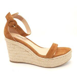 NEW L'Agence Elysee Espadrille Sandals Womens 9 Brown Suede Luxury Old Money